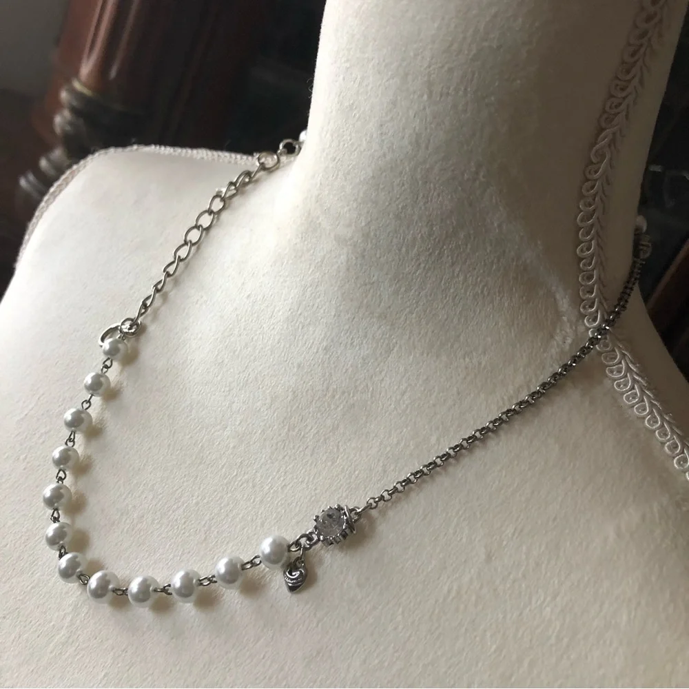 Juicy Couture silver chain pearl accent necklace